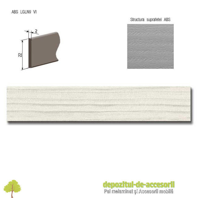 Cant ABS Alb Hacienda 22mm x 2mm Compatibil Pal Melaminat Alb Hacienda Egger H3078 ST22