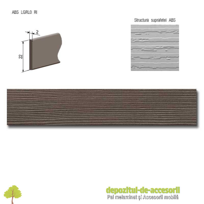 Cant ABS Pin Avola gri maro 22mm x 2mm Compatibil Pal Melaminat Pin Avola gri maro Egger H1484 ST22