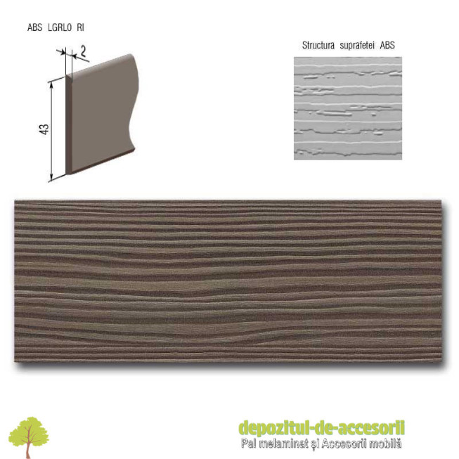 Cant ABS Pin Avola gri maro 43mm x 2mm Compatibil Pal Melaminat Pin Avola gri maro Egger H1484 ST22