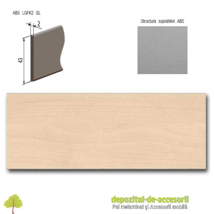 Cant ABS Mesteacan Mainau 43mm x 2mm Compatibil PAL Melaminat Mesteacan Mainau H1733 ST9