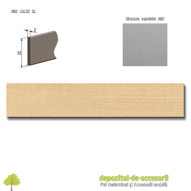 Cant ABS Artar 22mm x 2mm Compatibil cu PAL Melaminat Artar Egger H1521 ST15