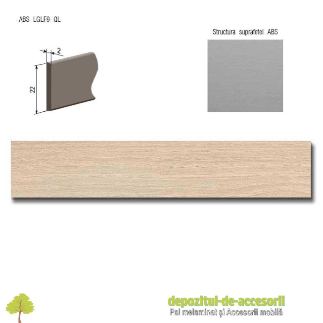 Cant ABS Salcam Lakeland deschis 22mm x 2mm Compatibil cu PAL Melaminat Salcam Lakeland deschis Egger H1277 ST9