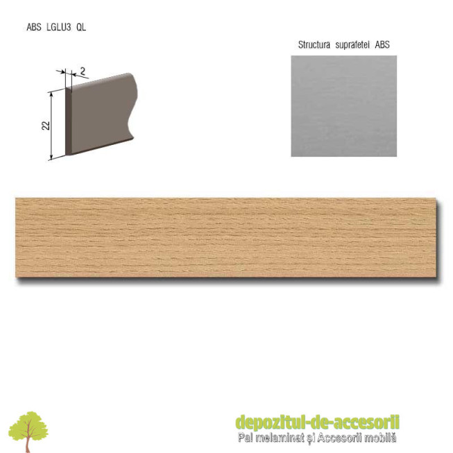 Cant ABS Stejar Ferrara natur deschis 22mm x 2mm Compatibil cu Stejar Ferrara natur deschis Egger H1334