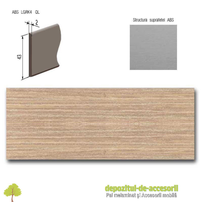 Cant ABS Stejar Bardolino natur 43mm x 2mm Compatibil cu PAL Stejar Bardolino natur Egger H1145 ST10