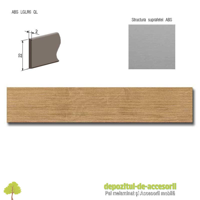 Cant ABS Stejar Arlington natur 22mm x 2mm Compatibil cu PAL Melaminat Stejar Arlington natur Egger H3303 ST10 