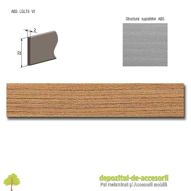 Cant ABS Urbano natur 22mm x 2mm Compatibil cu Pal Melaminat Urbano natur Egger H3070 ST22