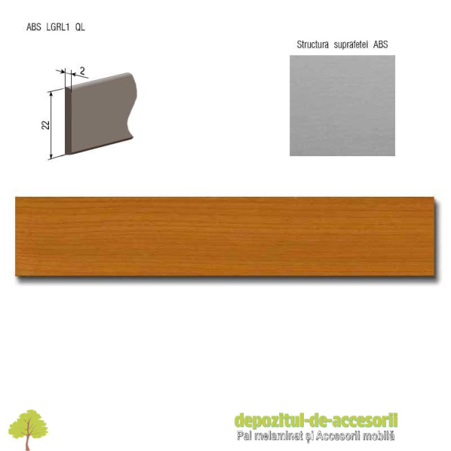 Cant ABS Cireş 22mm x 2mm  Compatibil cu PAL Melaminat Cires Egger H1706 ST15
