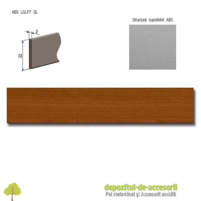 Cant ABS Cires Lombardia natur 22mm x 2mm Compatibil cu PAL Melaminat Cires Lombardia natur Egger H1698 ST15