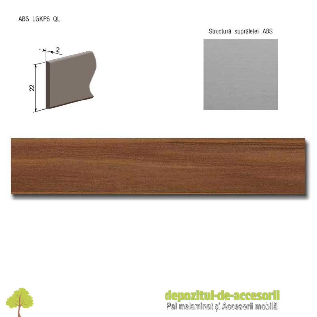 Cant ABS Merano brun 22mm x 2mm Compatibil cu PAL Melaminat Merano brun Egger H3129 ST9