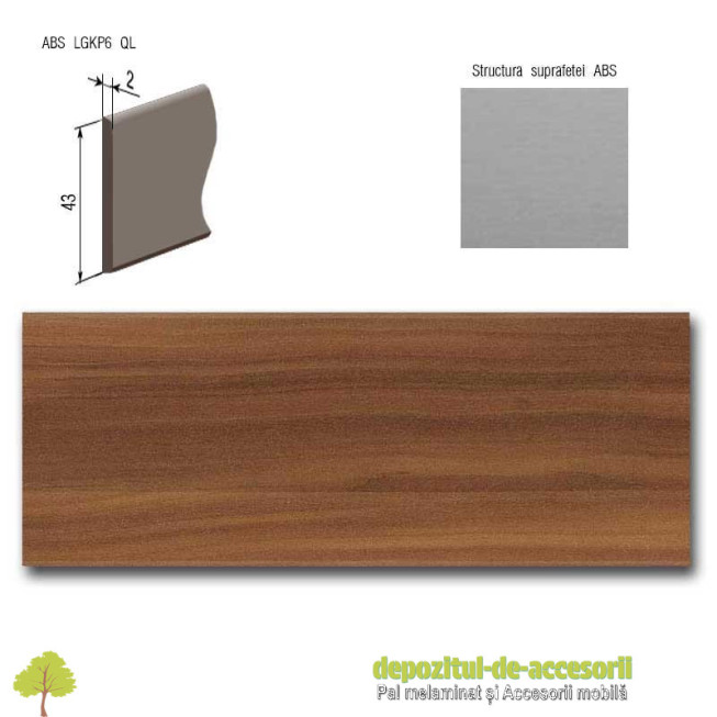 Cant ABS Merano brun 43mm x 2mm Compatibil cu PAL Melaminat Merano brun Egger H3129 ST9