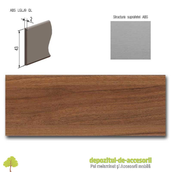 Cant ABS Nuc Dijon natur 43mm x 2mm Compatibil cu PAL Melaminat Nuc Dijon natur Egger H3734 ST9