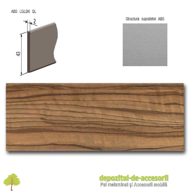 Cant ABS Maslin Cordoba deschis 43mm x 2mm Compatibil cu PAL Melaminat Maslin Cordoba deschis H3030 ST9