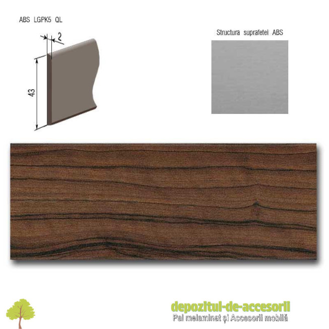 Cant ABS Maslin Cordoba inchis 43mm x 2mm Compatibil cu PAL Melaminat Maslin Cordoba inchis Egger H3031 ST9
