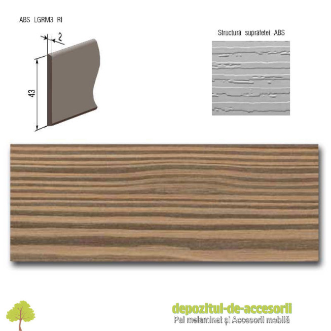 Cant ABS Larice Montana 43mm x 2mm Compatibil cu PAL Melaminat Larice Montana Egger H3753 ST22
