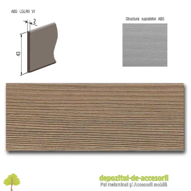 Cant ABS Larice nisip 43mm x 2mm Compatibil cu Pal Melaminat Larice nisip Egger H3410 ST22