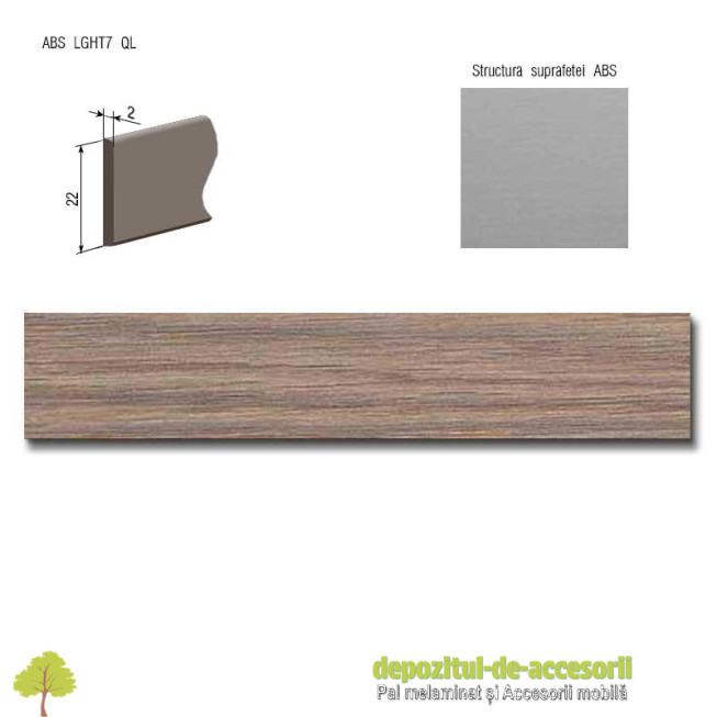 Cant ABS Stejar Chateau gri 22mm x 2mm Compatibil cu PAL Melaminat Stejar Chateau gri Egger H3304 ST9