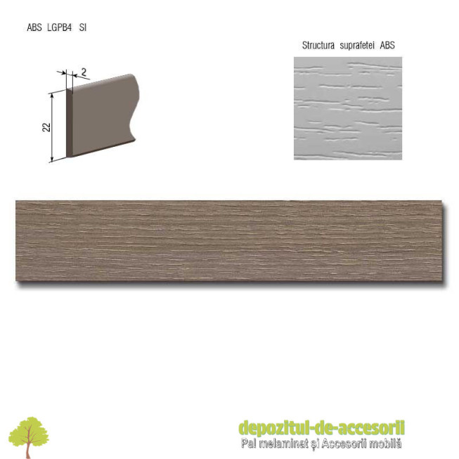 Cant ABS Stejar Cortina gri 22mm x 2mm Compatibil cu Pal Melaminat Stejar Cortina gri Egger H3353 ST11