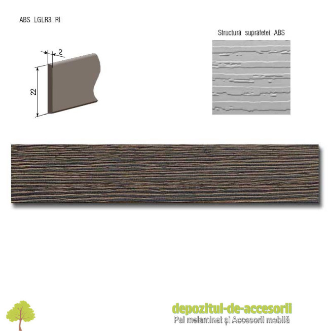Cant ABS Wenge Mali 22mm x 2mm Compatibil cu PAL Melaminat Wenge Mali Egger H3058 ST22