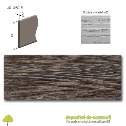 Cant ABS Wenge Mali 43mm x 2mm Compatibil cu PAL Melaminat Wenge Mali Egger H3058 ST22