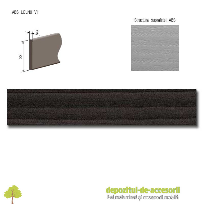 Cant ABS Negru Hacienda 22mm x 2mm Compatibil cu Pal Melaminat Negru Hacienda Egger H3081 ST22