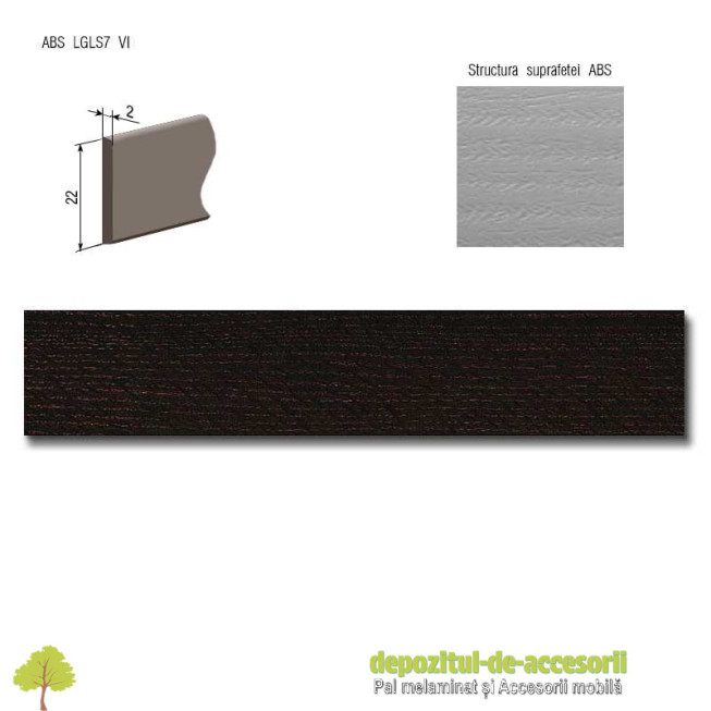 Cant ABS Stejar Moorland maro 22mm x 2mm Compatibil cu Pal Melaminat Stejar Moorland maro Egger H3370 ST22