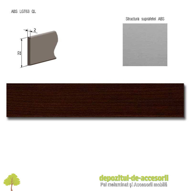 Cant ABS Fag Tirol ciocolată 22mm x 2mm Compatibil cu PAL Melaminat Fag Tirol ciocolata Egger H1599 ST15