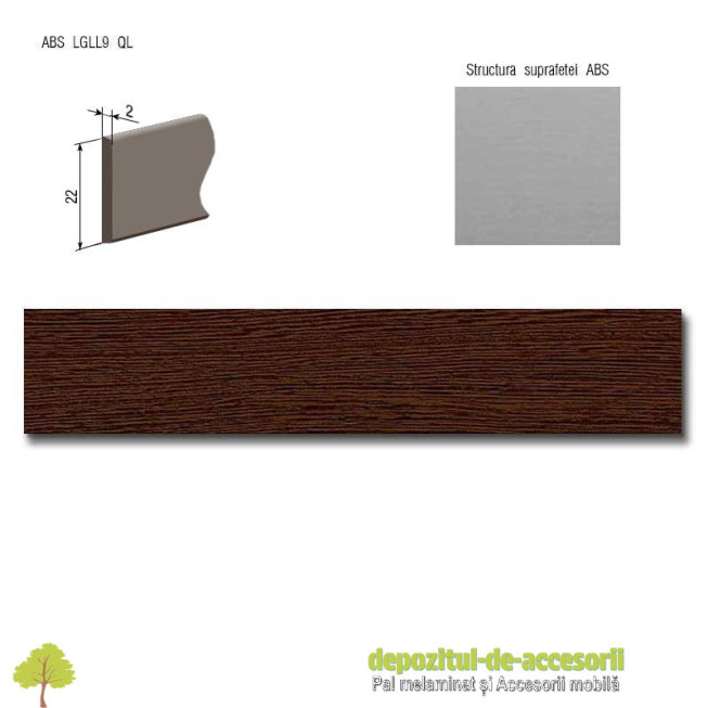 Cant ABS Wenge 22mm x 2mm Compatibil cu PAL Melaminat Wenge Egger H1555 ST15