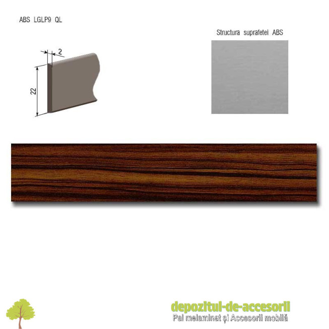 Cant ABS Makassar 22mm x 2mm Compatibil cu PAL Melaminat Makassar Egger H3025 ST15