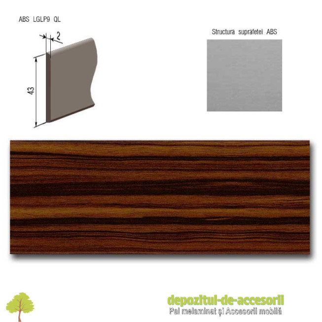 Cant ABS Makassar 43mm x 2mm Compatibil cu PAL Melaminat Makassar Egger H3025 ST15