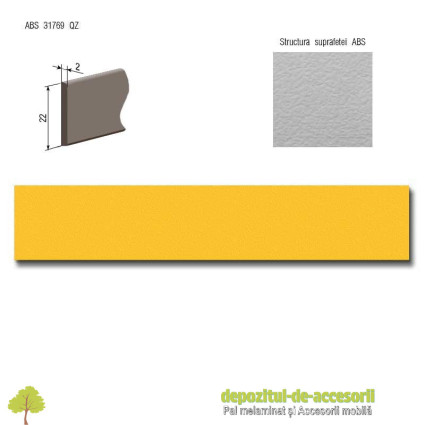 Cant ABS Galben 22mm x 2mm Compatibil cu Pal Melaminat Galben Egger U114 ST15