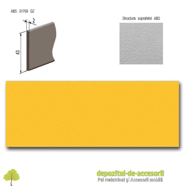 Cant ABS Galben 43mm x 2mm Compatibil cu Pal Melaminat Galben Egger U114 ST15