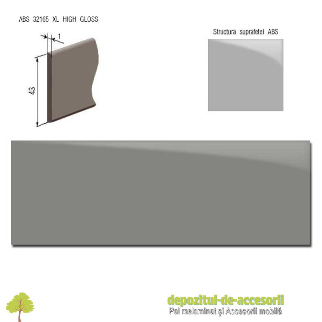Cant ABS Gri deschis 43mm x 1mm super lucios