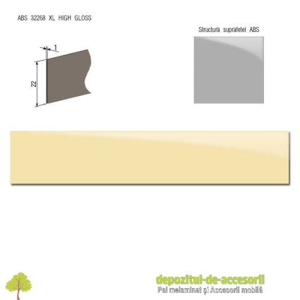 Cant ABS Crem 22mm x 1mm super lucios (high gloss)