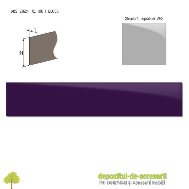 Cant ABS Violet 22mm x 1mm super lucios (high gloss)