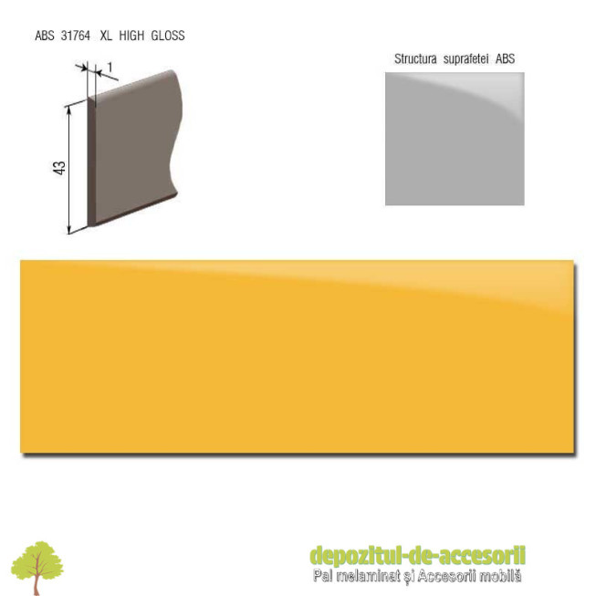 Cant ABSGalben 43mm x 1mm super lucios (High gloss)