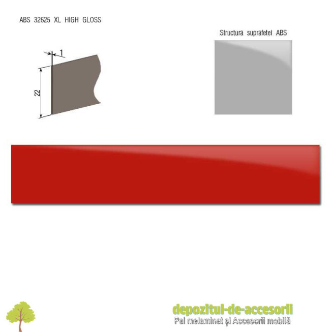 Cant ABS Rosu 22mm x 1mm super lucios (high gloss)
