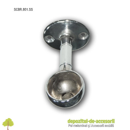 Suport semisferic cap bara haine rotunda Ø25mm cu prindere sub polita