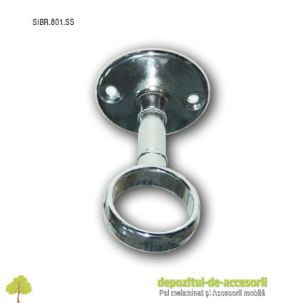 Suport intermediar bara haine rotunda Ø25mm cu prindere sub polita, lungime fixa