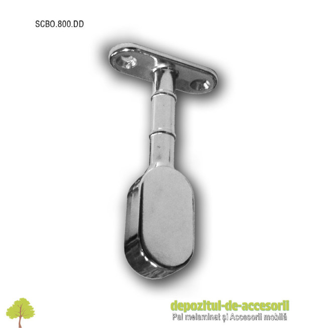 Suport neted cap bară haine ovală 30x15mm prindere sub polita, inaltime fixa