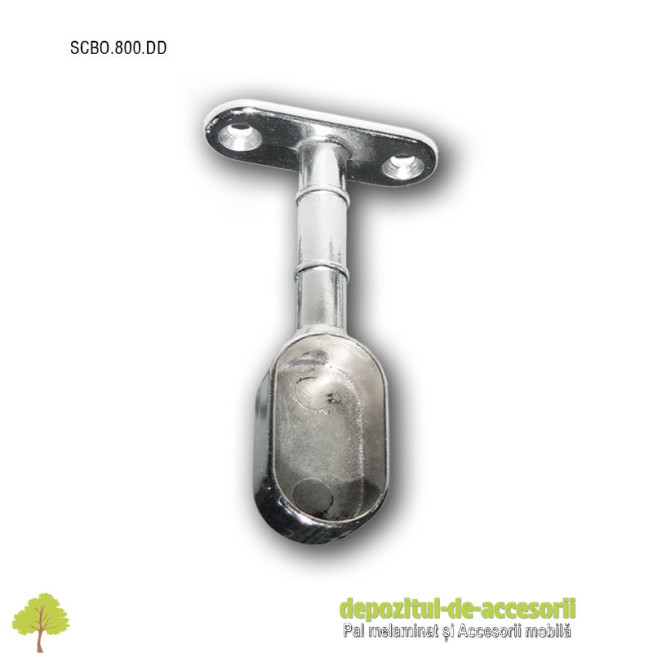 Suport neted cap bară haine ovală 30x15mm prindere sub polita, inaltime fixa