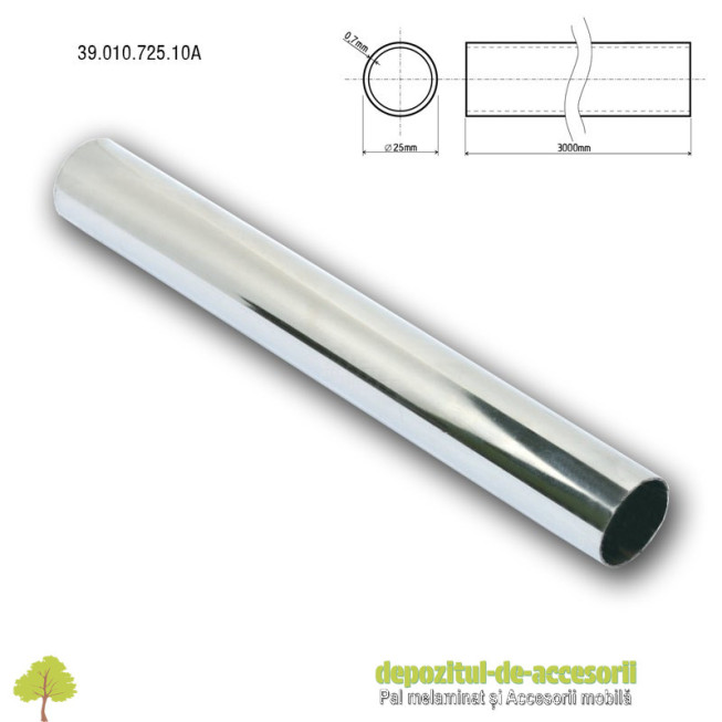 Bară haine rotundă Ø25mm lungime 3m 39.010.725.10A