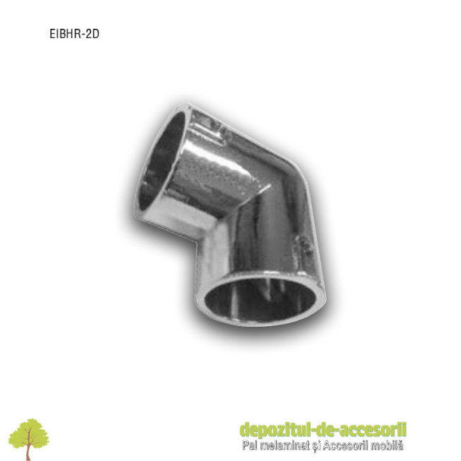 Element îmbinare 2 intrări bară haine rotundă Ø25mm la 90°