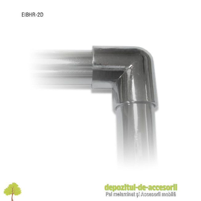 Element îmbinare 2 intrări bară haine rotundă Ø25mm la 90°