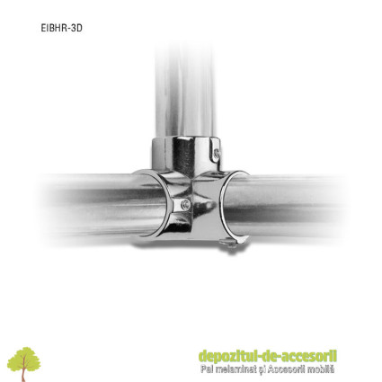 Element imbinare 3 intrari 3 axe bara haine rotunda Ø25mm