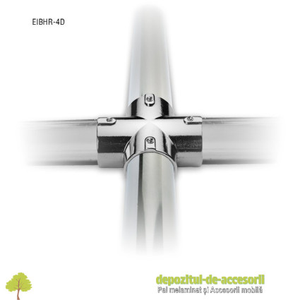 Element imbinare in cruce cu 4 intrari bara haine rotunda Ø25mm