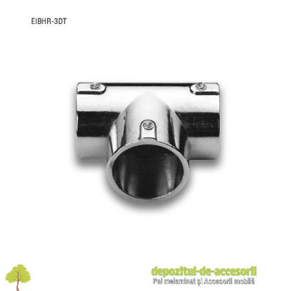 Element îmbinare în T cu 3 intrări bară haine rotundă Ø25mm