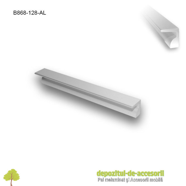 Maner mobilier Aluminiu B868-128-AL distanta intre gauri 128mm