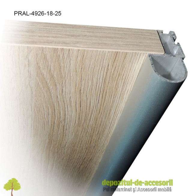 Profil maner semirotund dubla perie 18mm lungimea 2,5m aluminiu