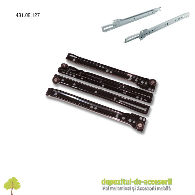 Glisiere cu role 250mm maro extragere partiala Hafele 431.06.127