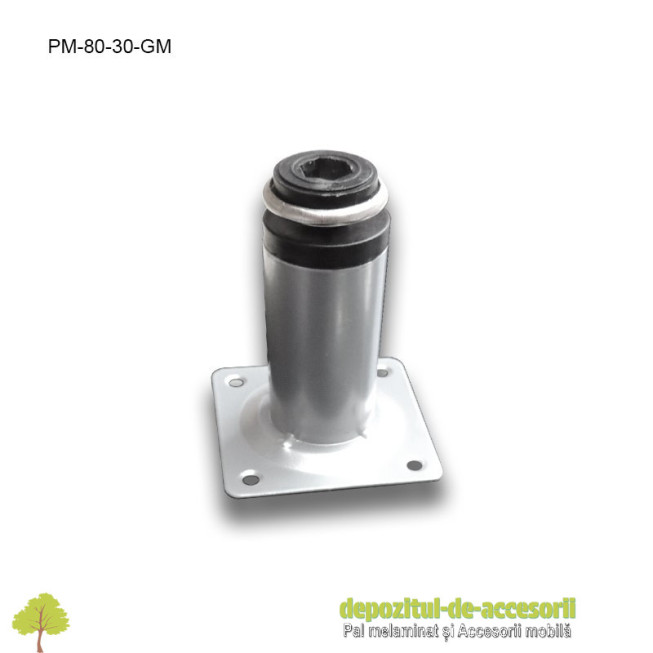 Picior metalic mobilier H80  Ø30mm gri metalizat